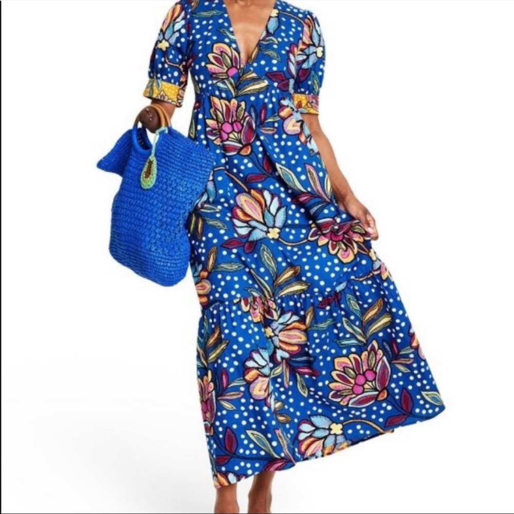 Tabitha Brown For Target Mixed Floral Polka Dot Puff Sleeve Dress